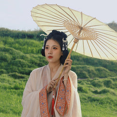 Beige Handmade Chinese Oil-Paper Umbrella