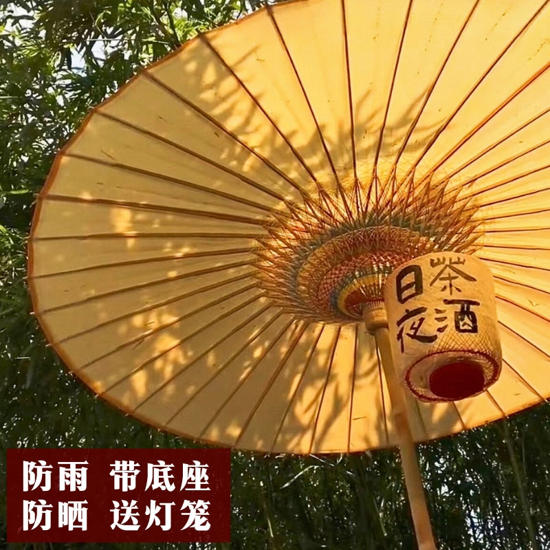 Large Chinese Oil Paper Patio Umbrella – Handmade Oriental Sun & Rain Parasol for Courtyard, Tea Garden & Outdoor Decor