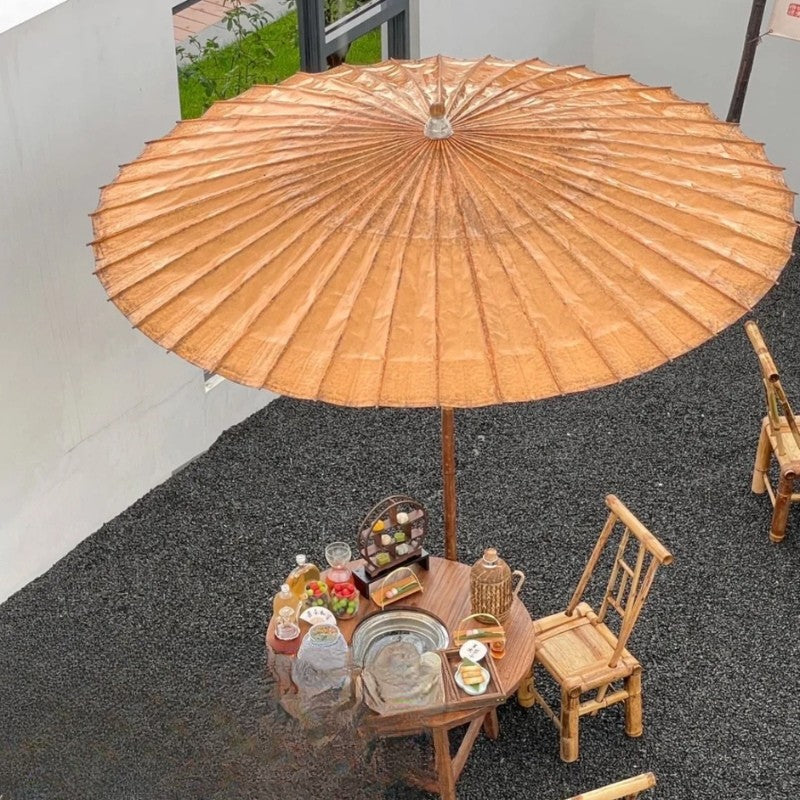 Large Chinese Oil Paper Patio Umbrella – Handmade Oriental Sun & Rain Parasol for Courtyard, Tea Garden & Outdoor Decor