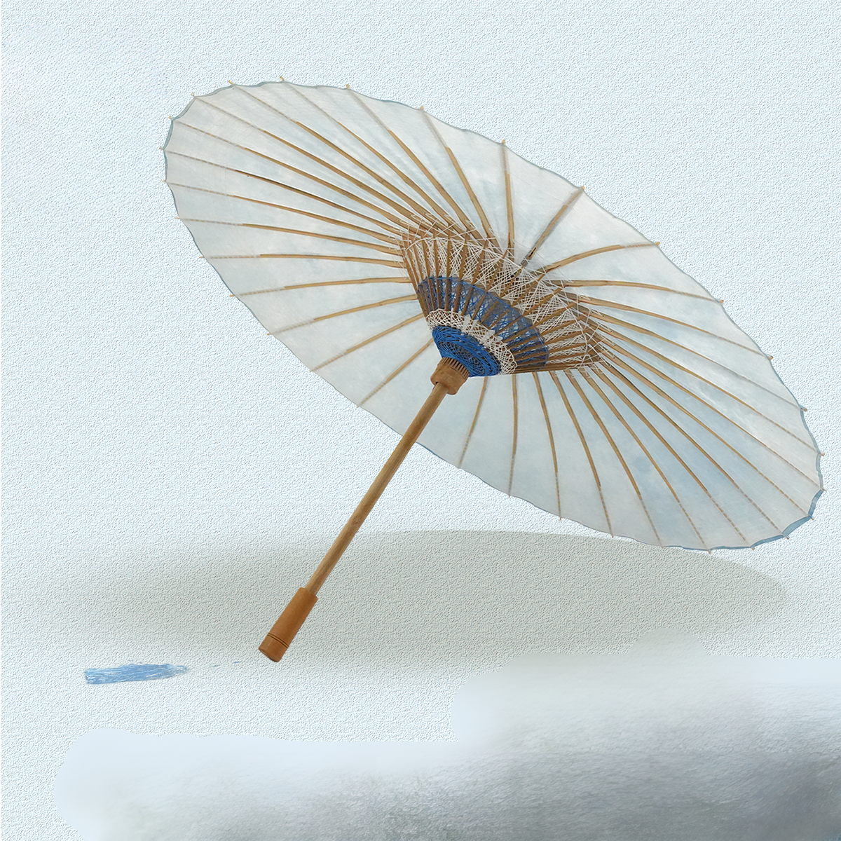 Blue Petal-Chinese Handmade Oil-Paper Umbrella-Sky Blue